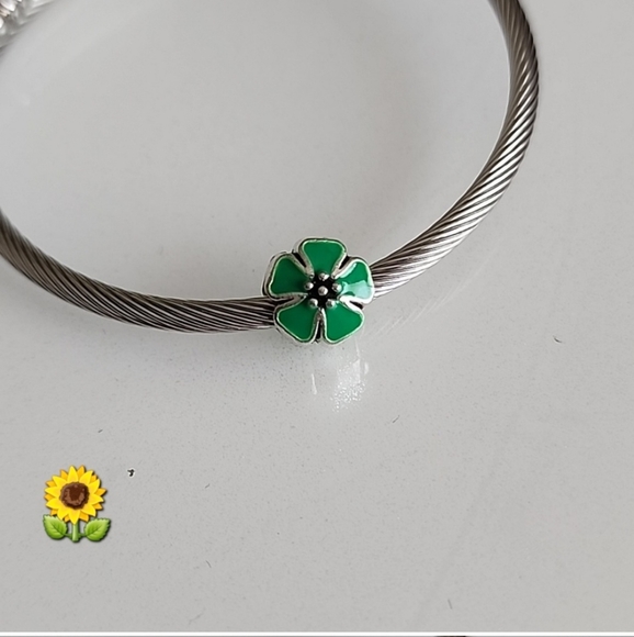 FLOWER  Charm for European Style Bracelets Fits Pandora Systems - Picture 1 of 5